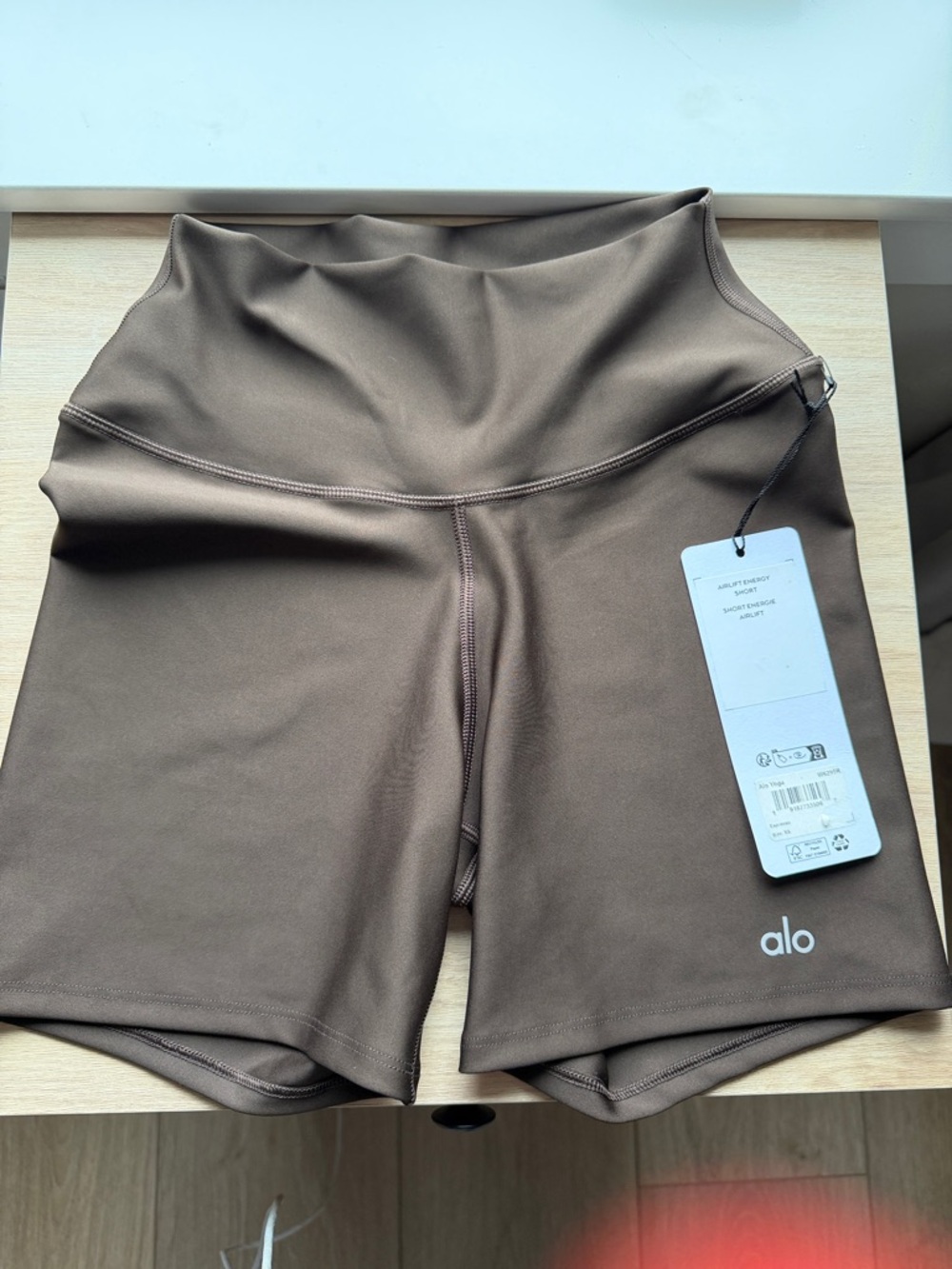 ALO Yoga High-Rise Bike Shorts in Brown